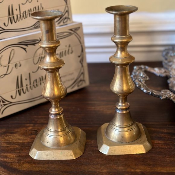 19th Century Brass Candlesticks - Picture 7 of 15